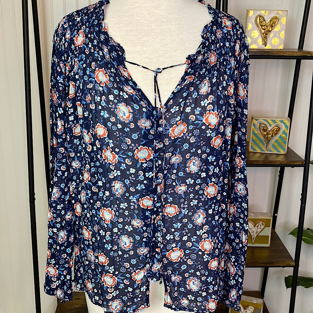Dear John floral button front top
